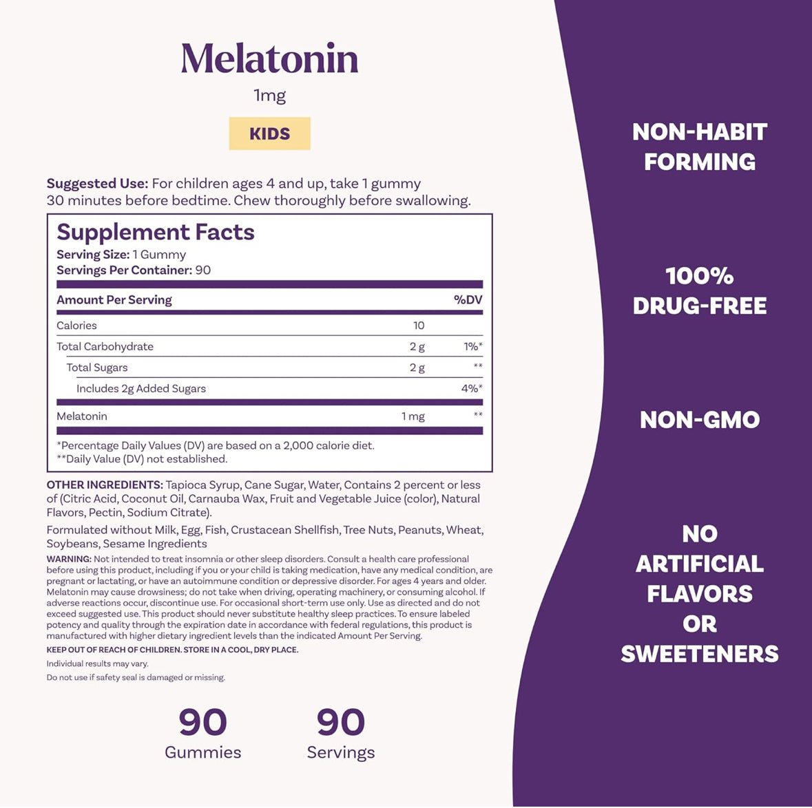 Natrol Melatonina para niños de 1 mg, suplemento para un sueño reparador, gomitas para dormir para niños, 90 gomitas🇨🇱